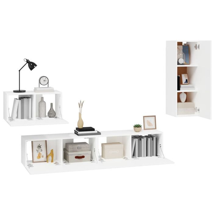 Ensemble de meubles TV 4 pcs Blanc Bois d'ingénierie - Photo n°4