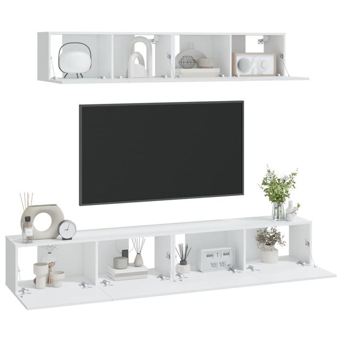 Ensemble de meubles TV 4 pcs Blanc Bois d'ingénierie - Photo n°7