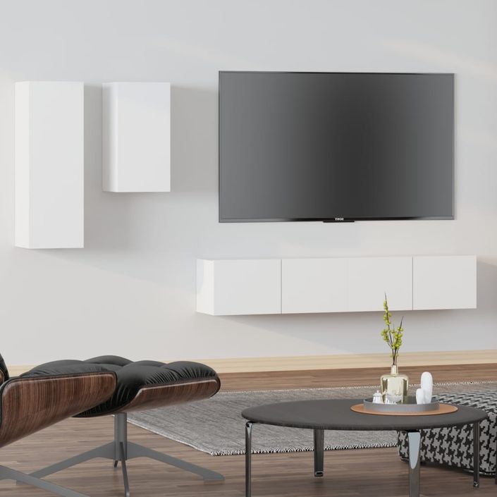 Ensemble de meubles TV 4 pcs Blanc Bois d'ingénierie - Photo n°1