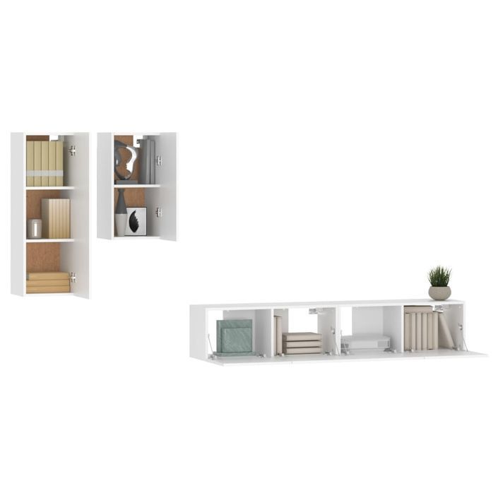 Ensemble de meubles TV 4 pcs Blanc Bois d'ingénierie - Photo n°4