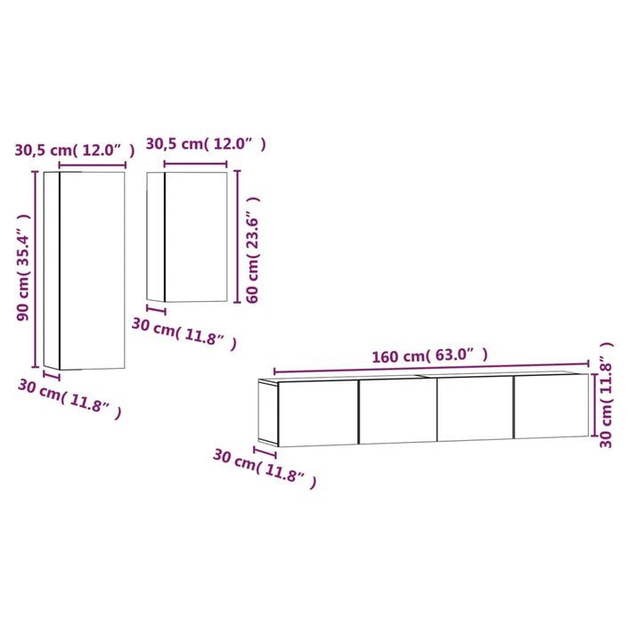 Ensemble de meubles TV 4 pcs Blanc Bois d'ingénierie - Photo n°10