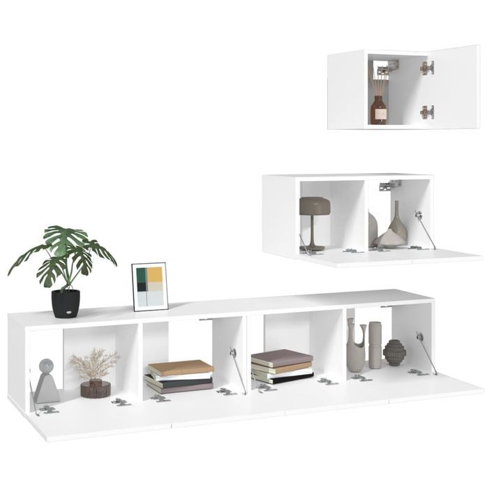 Ensemble de meubles TV 4 pcs Blanc Bois d'ingénierie - Photo n°4