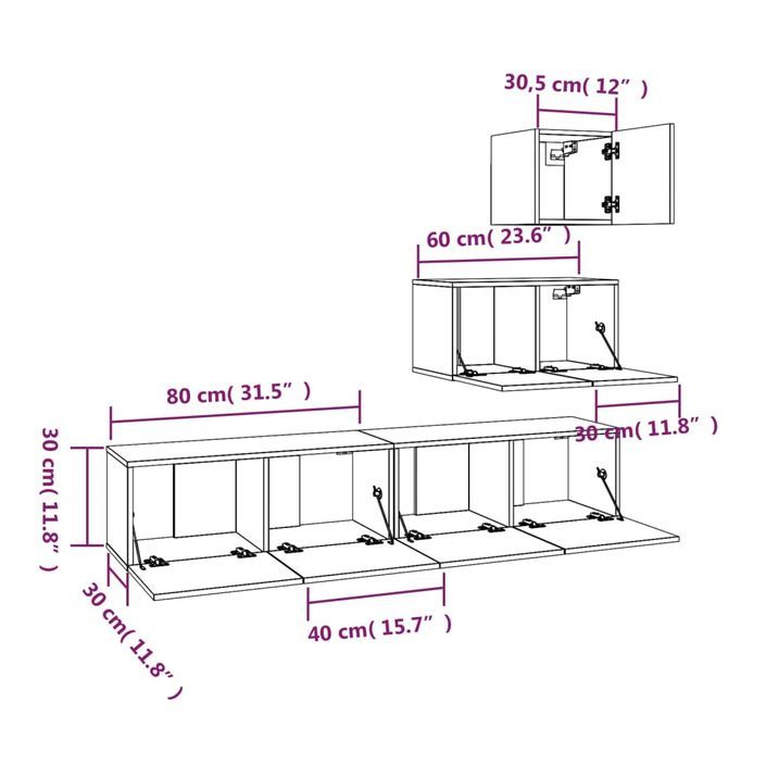 Ensemble de meubles TV 4 pcs Blanc Bois d'ingénierie - Photo n°7