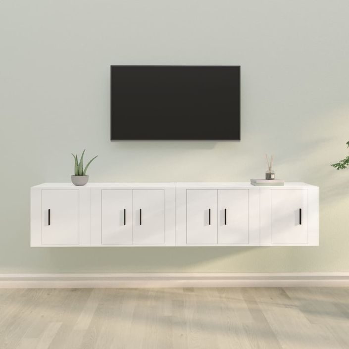 Ensemble de meubles TV 4 pcs Blanc brillant Bois d'ingénierie - Photo n°2