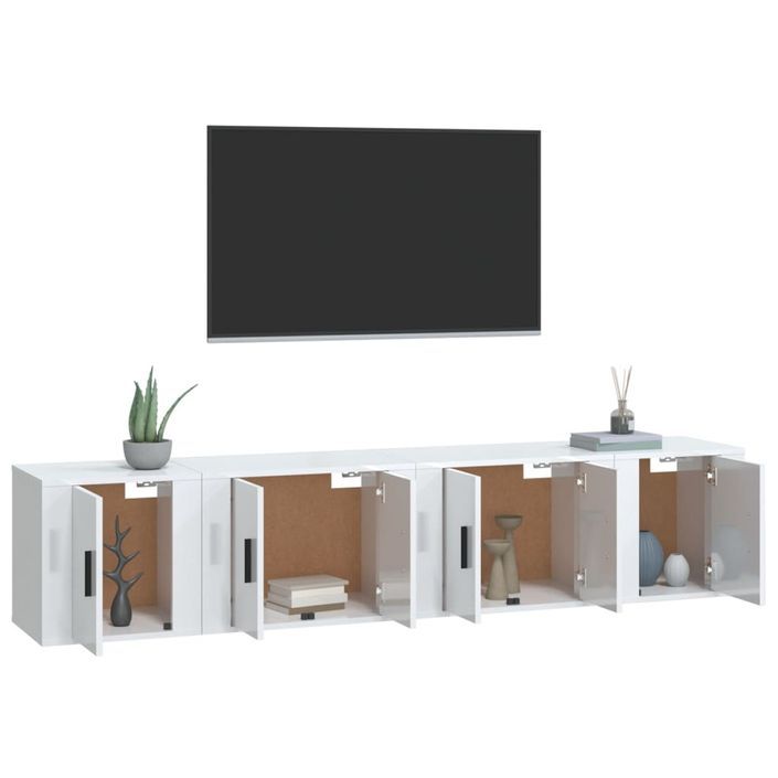 Ensemble de meubles TV 4 pcs Blanc brillant Bois d'ingénierie - Photo n°3