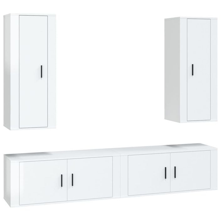 Ensemble de meubles TV 4 pcs Blanc brillant Bois d'ingénierie - Photo n°1