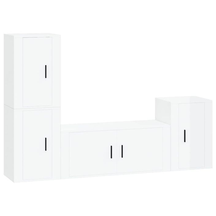 Ensemble de meubles TV 4 pcs Blanc brillant Bois d'ingénierie - Photo n°1