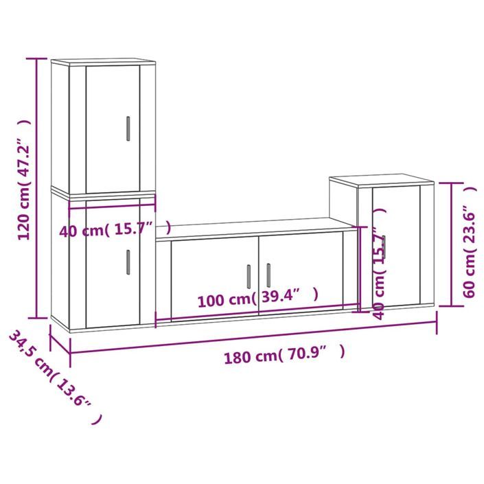 Ensemble de meubles TV 4 pcs Blanc brillant Bois d'ingénierie - Photo n°7