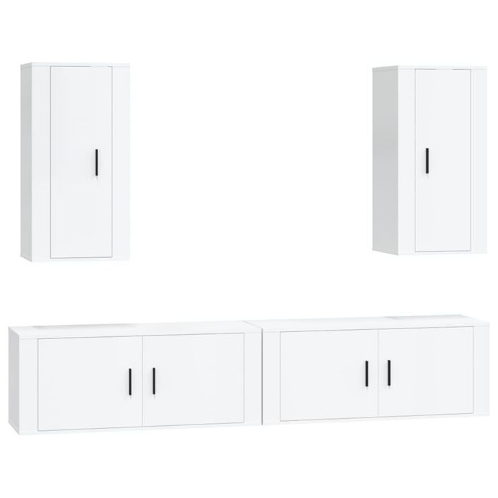 Ensemble de meubles TV 4 pcs Blanc brillant Bois d'ingénierie - Photo n°2