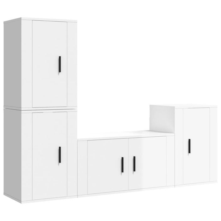 Ensemble de meubles TV 4 pcs Blanc brillant Bois d'ingénierie - Photo n°1