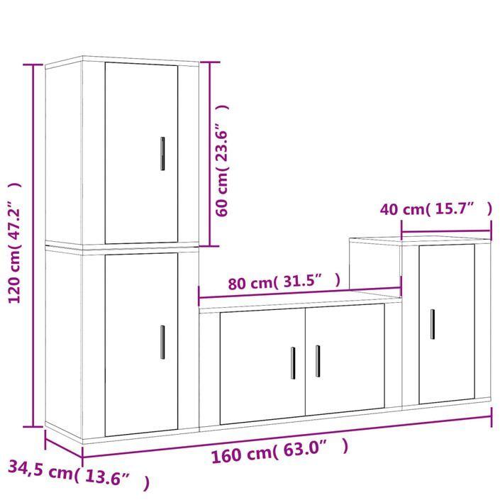 Ensemble de meubles TV 4 pcs Blanc brillant Bois d'ingénierie - Photo n°7