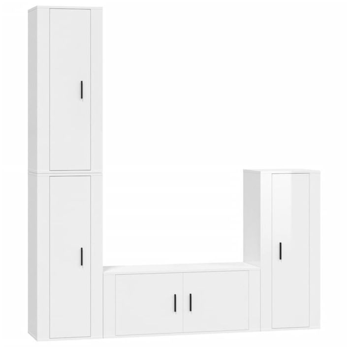 Ensemble de meubles TV 4 pcs Blanc brillant Bois d'ingénierie - Photo n°1