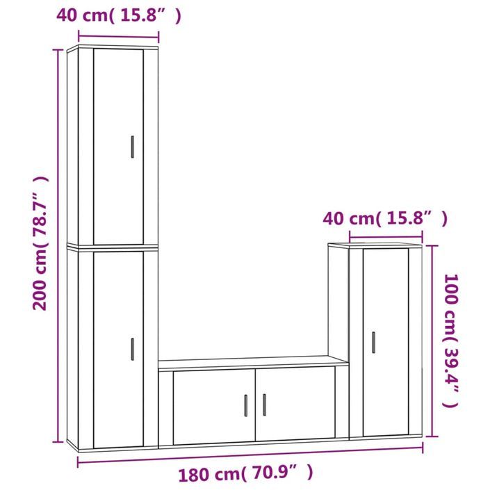 Ensemble de meubles TV 4 pcs Blanc brillant Bois d'ingénierie - Photo n°7