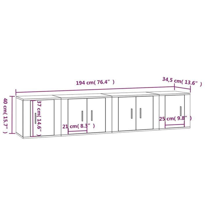 Ensemble de meubles TV 4 pcs Chêne fumé Bois d'ingénierie - Photo n°10