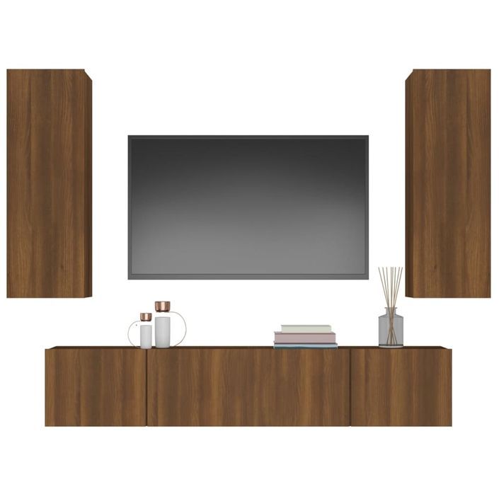 Ensemble de meubles TV 4 pcs Chêne marron Bois d'ingénierie - Photo n°4