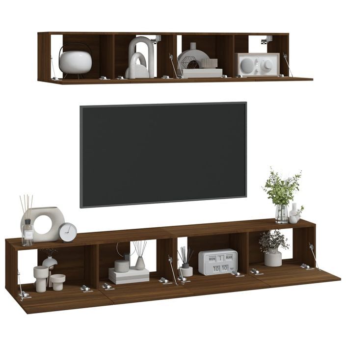 Ensemble de meubles TV 4 pcs Chêne marron Bois d'ingénierie - Photo n°7