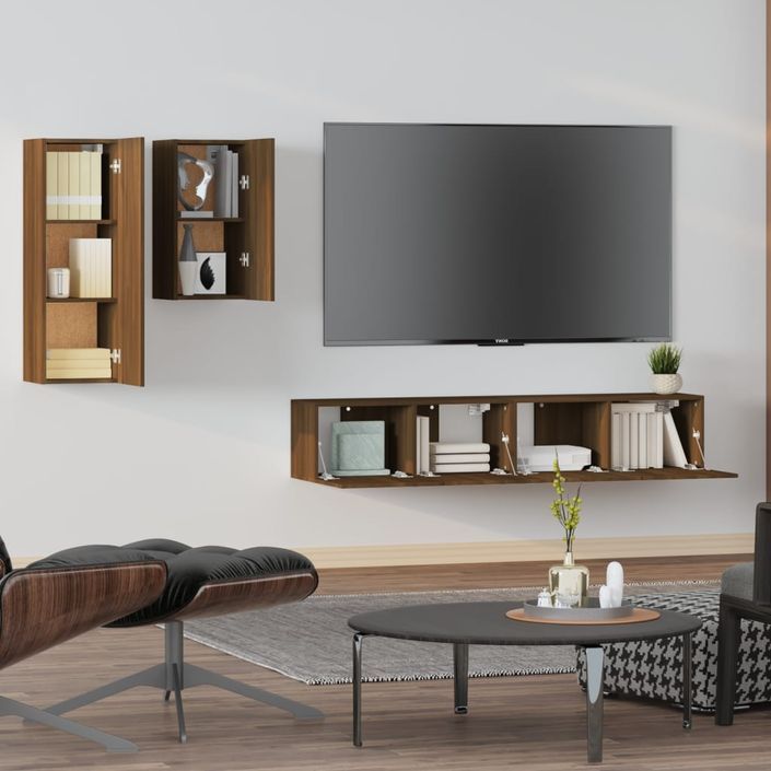 Ensemble de meubles TV 4 pcs Chêne marron Bois d'ingénierie - Photo n°3