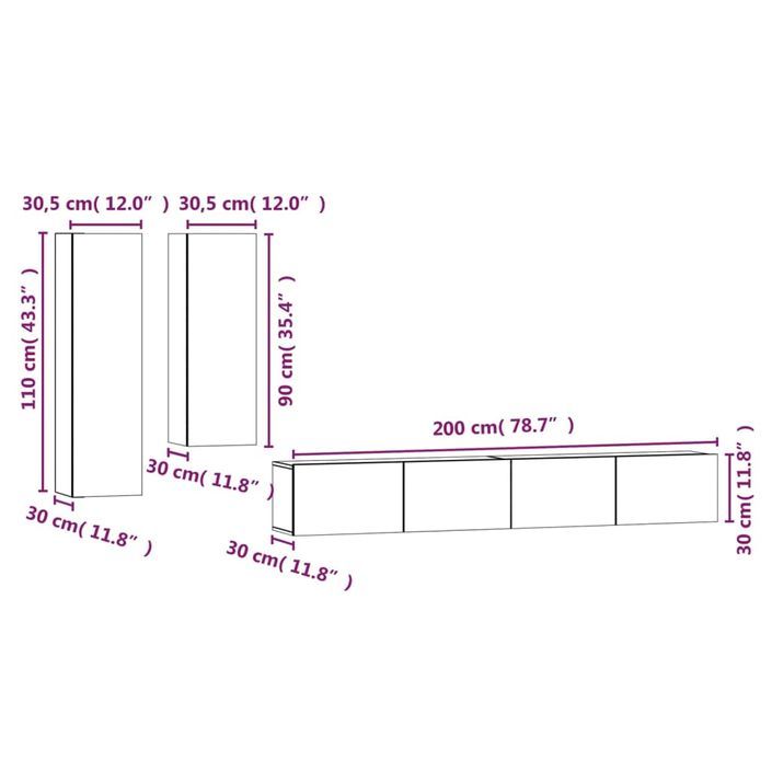 Ensemble de meubles TV 4 pcs Chêne marron Bois d'ingénierie - Photo n°10