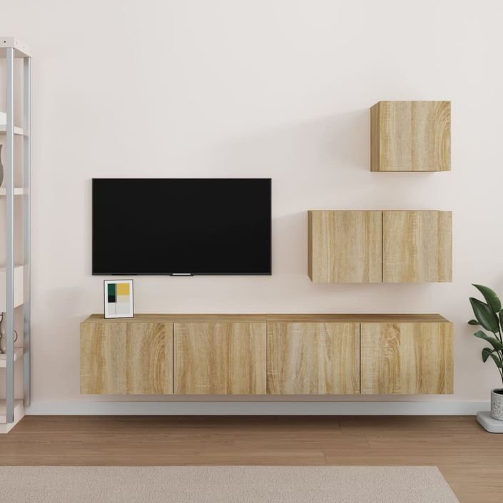 Ensemble de meubles TV 4 pcs Chêne sonoma Bois d'ingénierie - Photo n°1