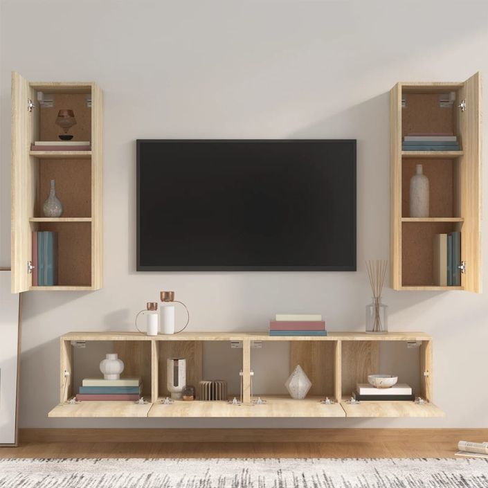 Ensemble de meubles TV 4 pcs Chêne sonoma Bois d'ingénierie - Photo n°3