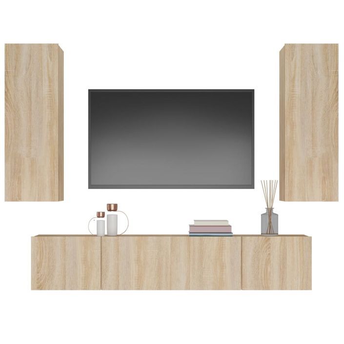 Ensemble de meubles TV 4 pcs Chêne sonoma Bois d'ingénierie - Photo n°4