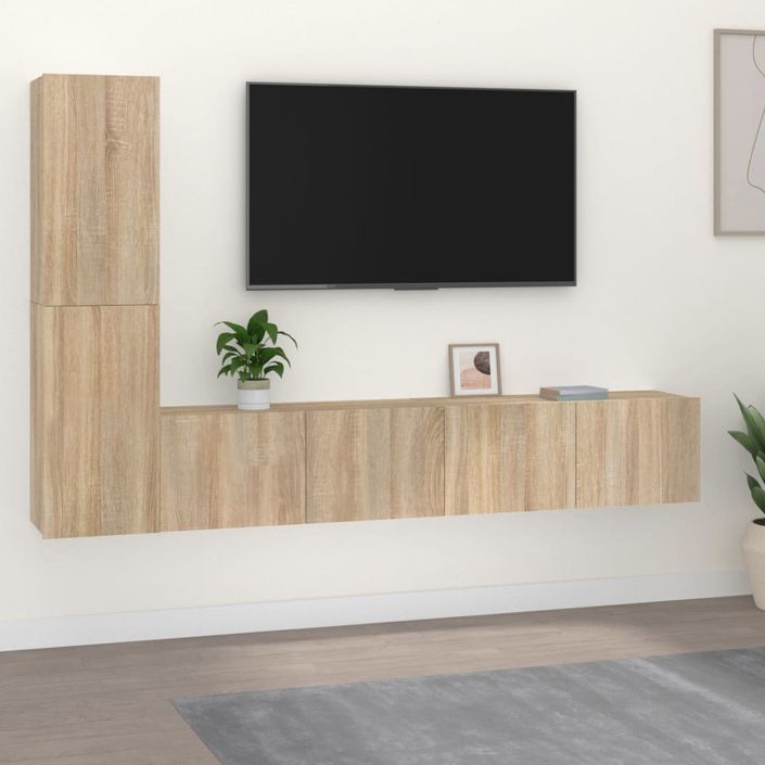 Ensemble de meubles TV 4 pcs Chêne sonoma Bois d'ingénierie - Photo n°1