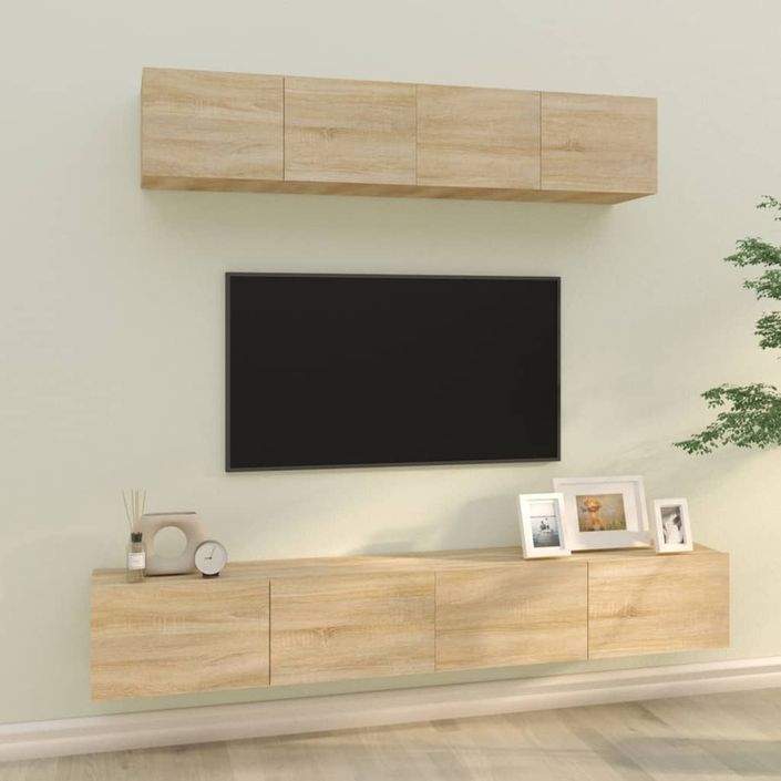 Ensemble de meubles TV 4 pcs Chêne sonoma Bois d'ingénierie - Photo n°1