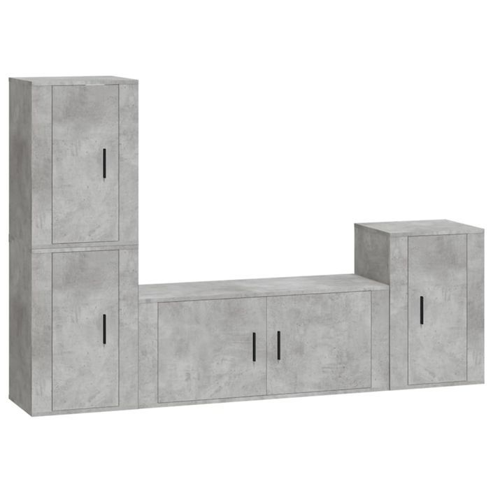 Ensemble de meubles TV 4 pcs Gris béton Bois d'ingénierie - Photo n°1