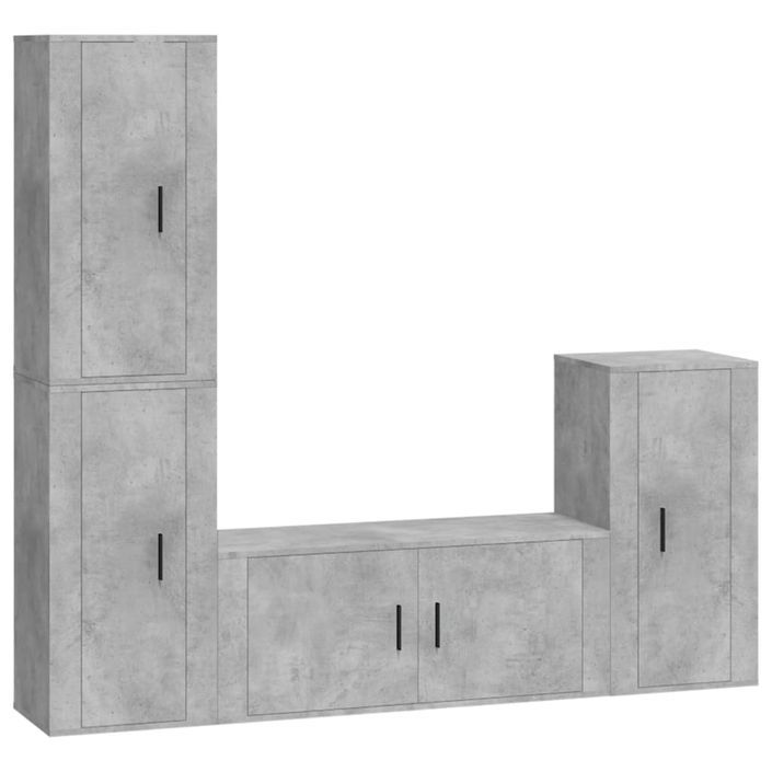 Ensemble de meubles TV 4 pcs Gris béton Bois d'ingénierie - Photo n°1