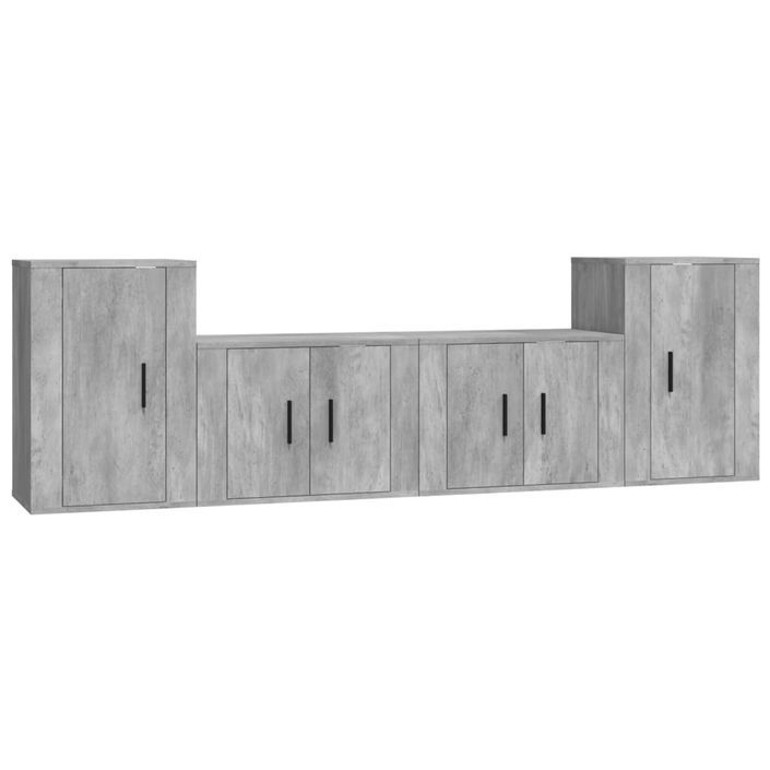 Ensemble de meubles TV 4 pcs Gris béton Bois d'ingénierie - Photo n°1