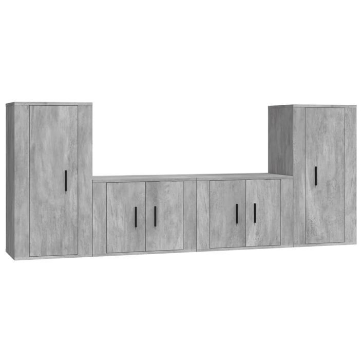 Ensemble de meubles TV 4 pcs Gris béton Bois d'ingénierie - Photo n°1