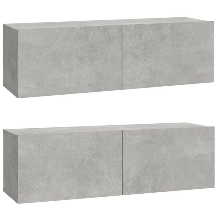 Ensemble de meubles TV 4 pcs Gris béton Bois d'ingénierie - Photo n°5