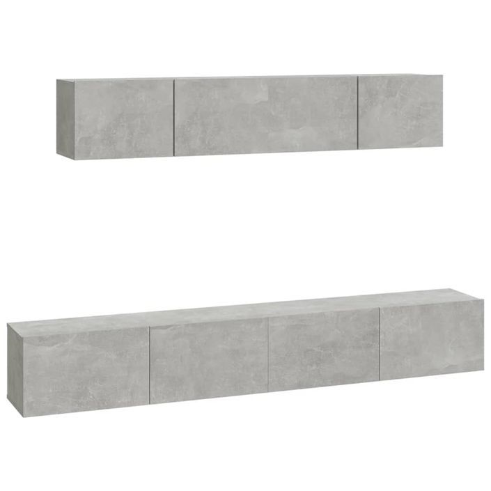 Ensemble de meubles TV 4 pcs Gris béton Bois d'ingénierie - Photo n°2