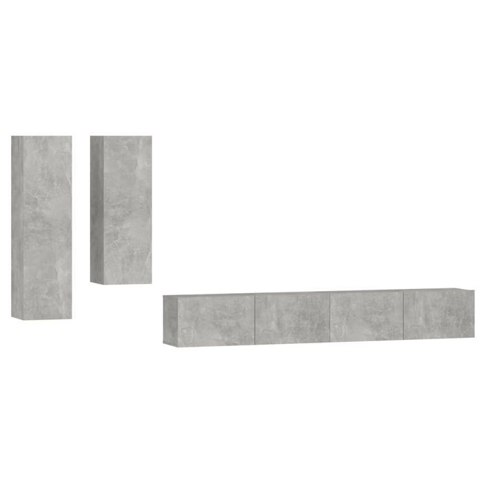 Ensemble de meubles TV 4 pcs Gris béton Bois d'ingénierie - Photo n°2