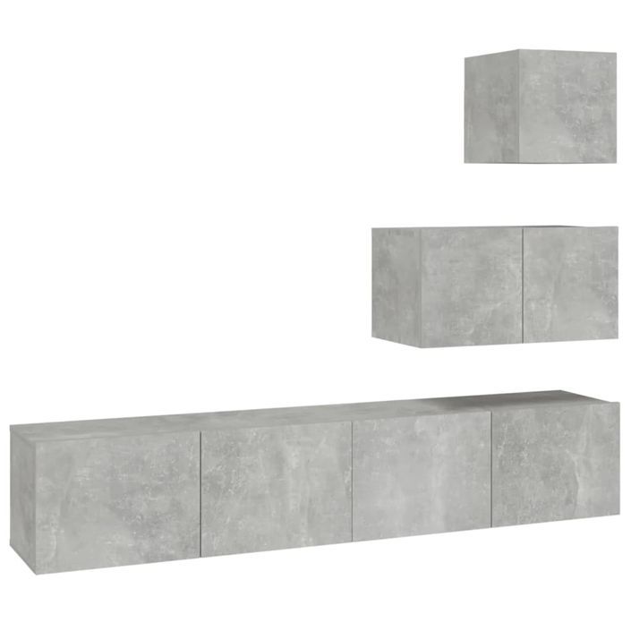 Ensemble de meubles TV 4 pcs Gris béton Bois d'ingénierie - Photo n°2