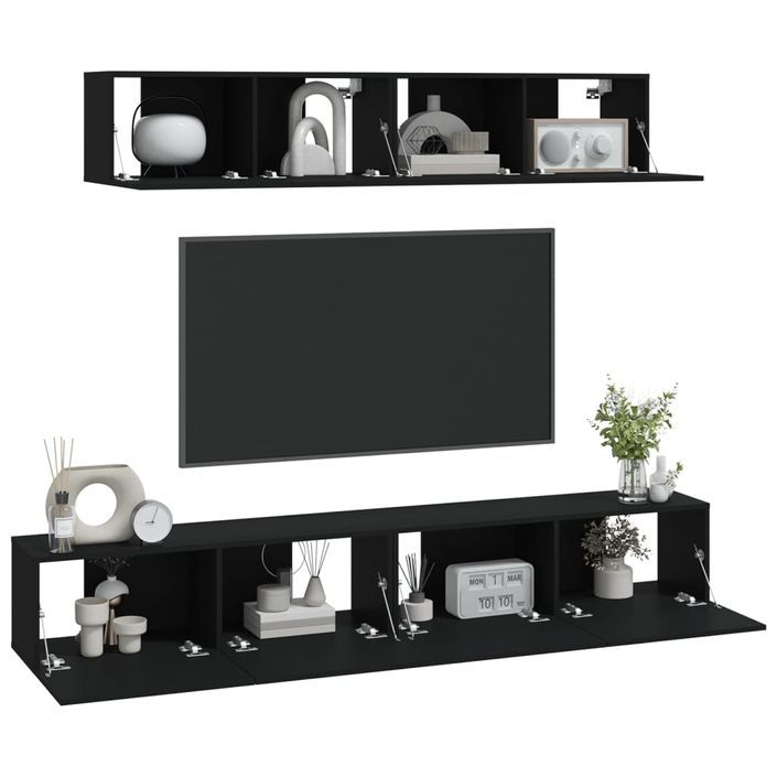 Ensemble de meubles TV 4 pcs Noir Bois d'ingénierie 2 - Photo n°5