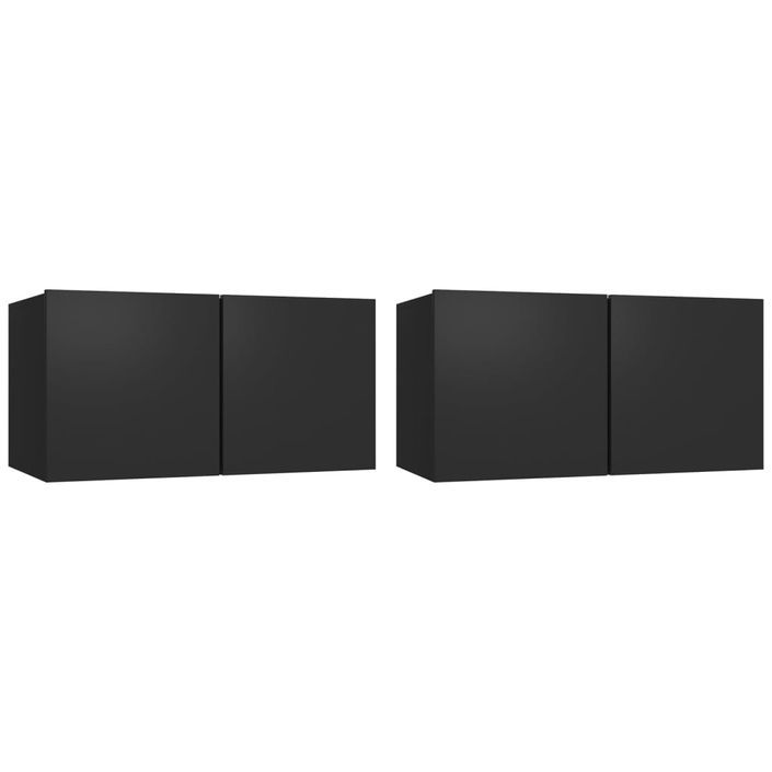 Ensemble de meubles TV 4 pcs Noir Bois d'ingénierie - Photo n°3