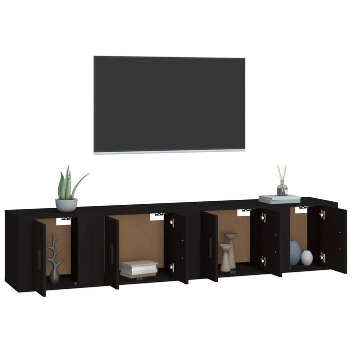 Ensemble de meubles TV 4 pcs Noir Bois d'ingénierie - Photo n°3