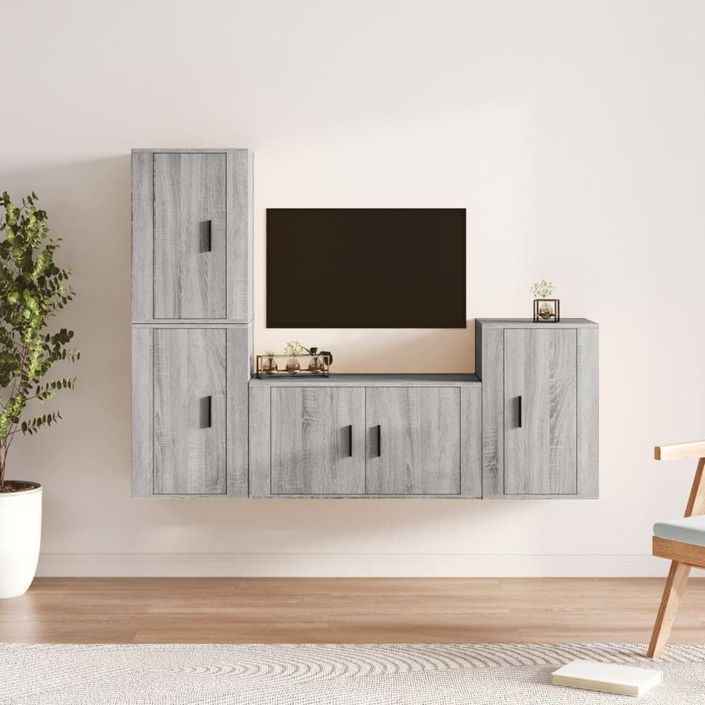 Ensemble de meubles TV 4 pcs Sonoma gris Bois d'ingénierie - Photo n°2