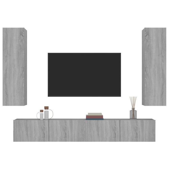 Ensemble de meubles TV 4 pcs Sonoma gris Bois d'ingénierie - Photo n°4