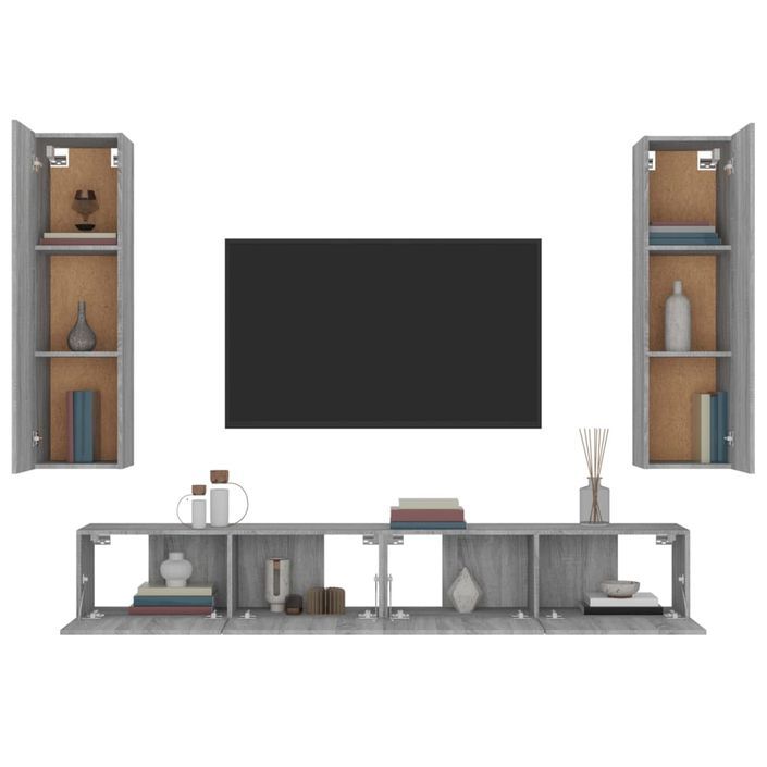 Ensemble de meubles TV 4 pcs Sonoma gris Bois d'ingénierie - Photo n°5