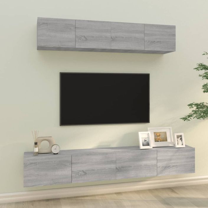 Ensemble de meubles TV 4 pcs Sonoma gris Bois d'ingénierie - Photo n°1