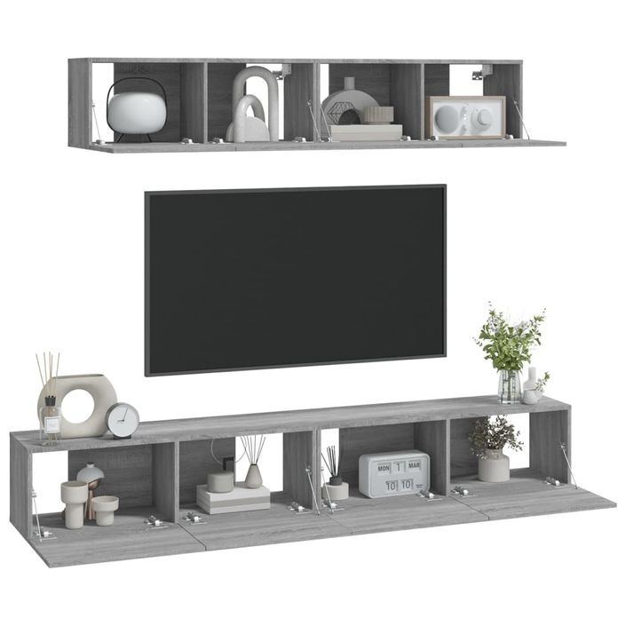 Ensemble de meubles TV 4 pcs Sonoma gris Bois d'ingénierie - Photo n°7