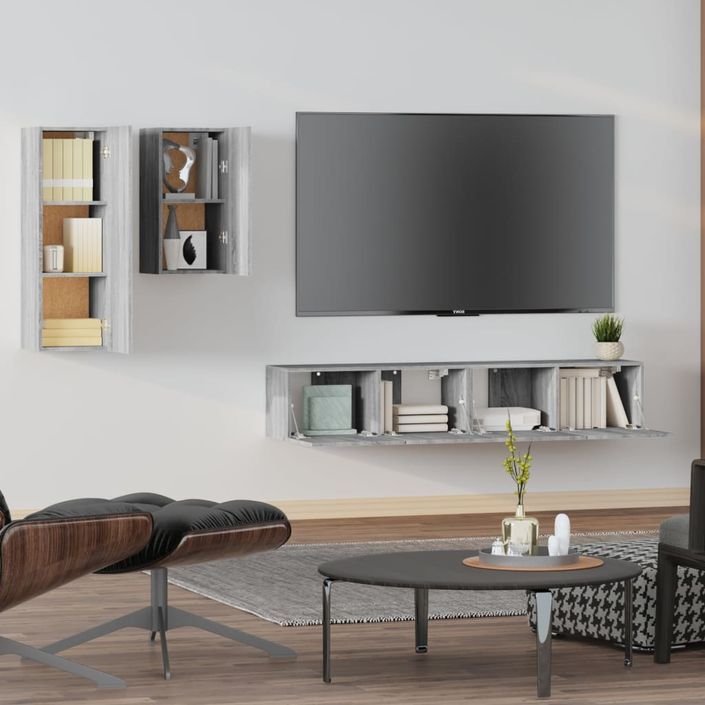 Ensemble de meubles TV 4 pcs Sonoma gris Bois d'ingénierie - Photo n°3