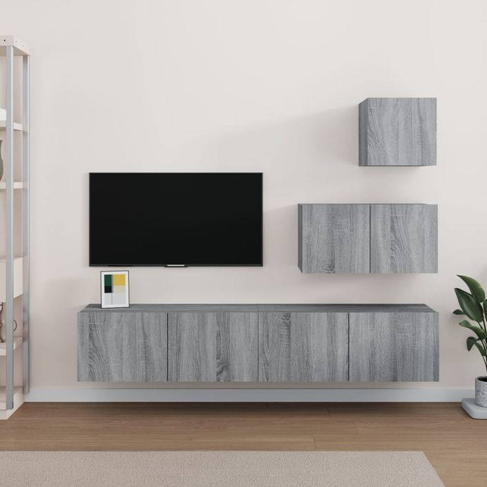 Ensemble de meubles TV 4 pcs Sonoma gris Bois d'ingénierie - Photo n°1