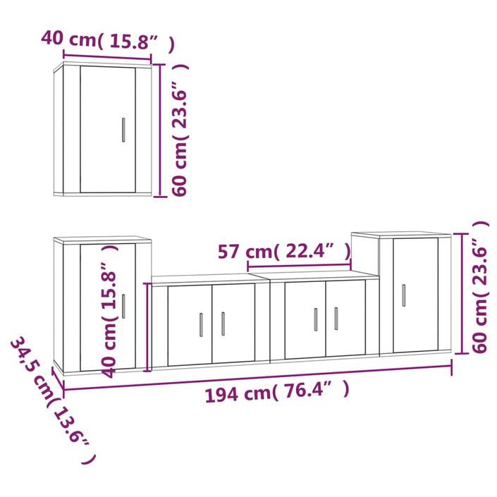 Ensemble de meubles TV 5 pcs Blanc Bois d'ingénierie - Photo n°5