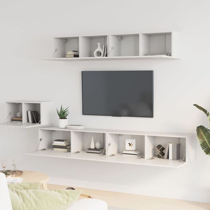 Ensemble de meubles TV 5 pcs Blanc Bois d'ingénierie - Photo n°3