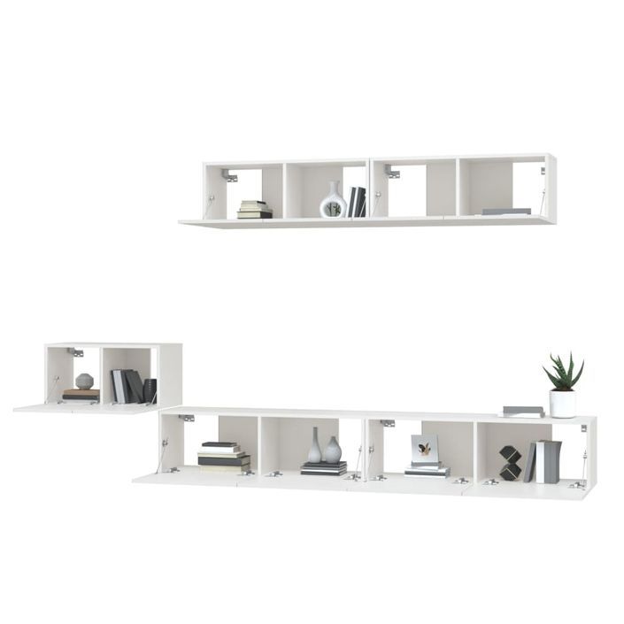 Ensemble de meubles TV 5 pcs Blanc Bois d'ingénierie - Photo n°4