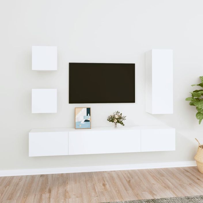 Ensemble de meubles TV 5 pcs Blanc Bois d'ingénierie - Photo n°1