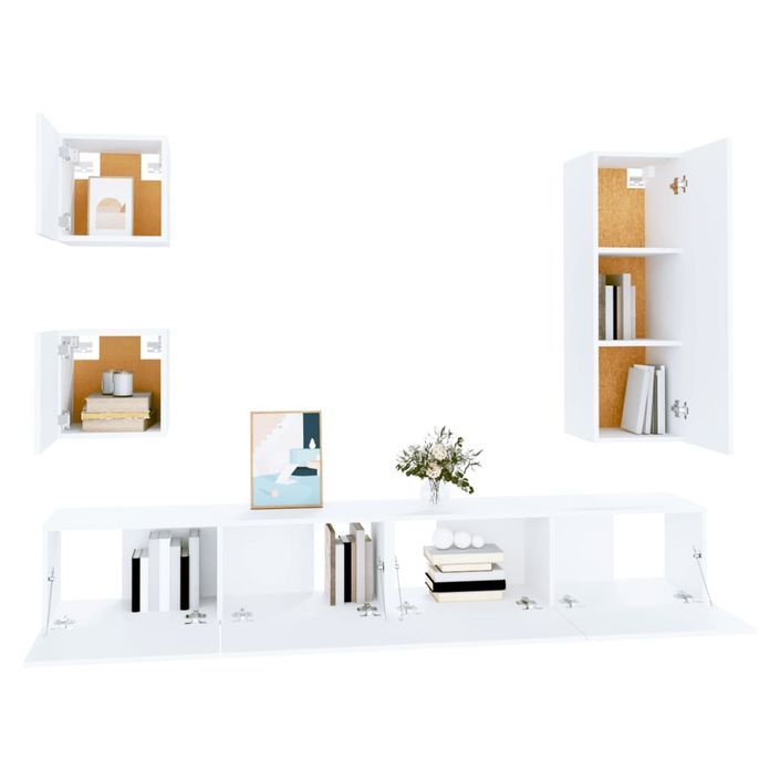 Ensemble de meubles TV 5 pcs Blanc Bois d'ingénierie - Photo n°4